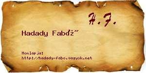 Hadady Fabó névjegykártya